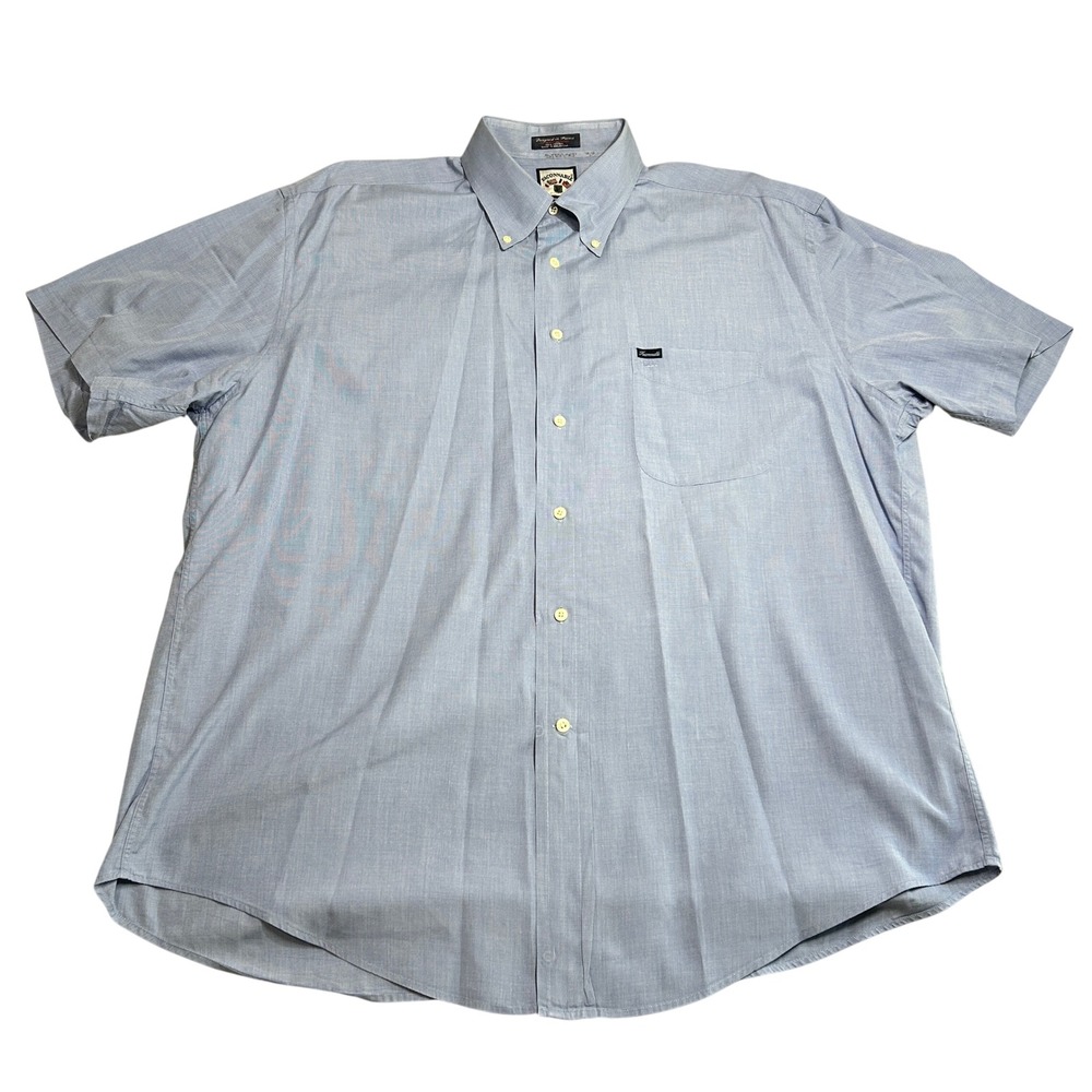 Faconnable Mens XXL Light Blue Cotton Short Sleeve Button Down Shirt
